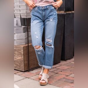 KANCAN Mid Rise Distressed Classic Lowell Boyfriend Jeans NWT